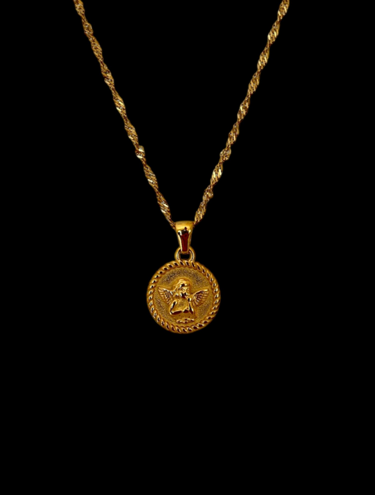 Gold Angel Pendant Necklace (Single Charm)